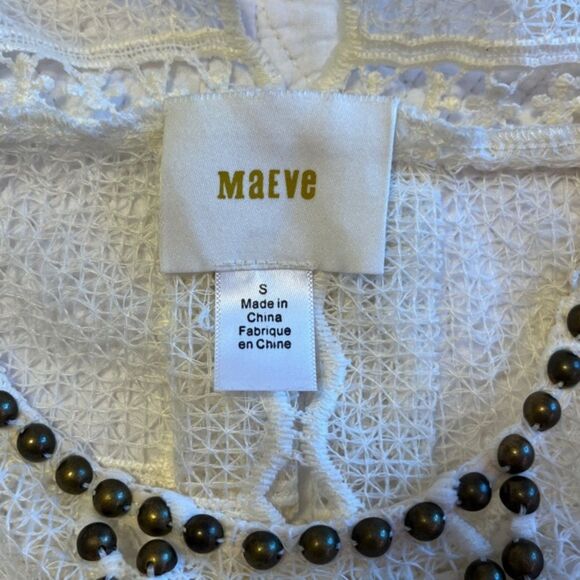 Anthropologie Maeve Auralis Studded Lace Sheer Top Boho Fairy Retro Ivory Small - Picture 3 of 11